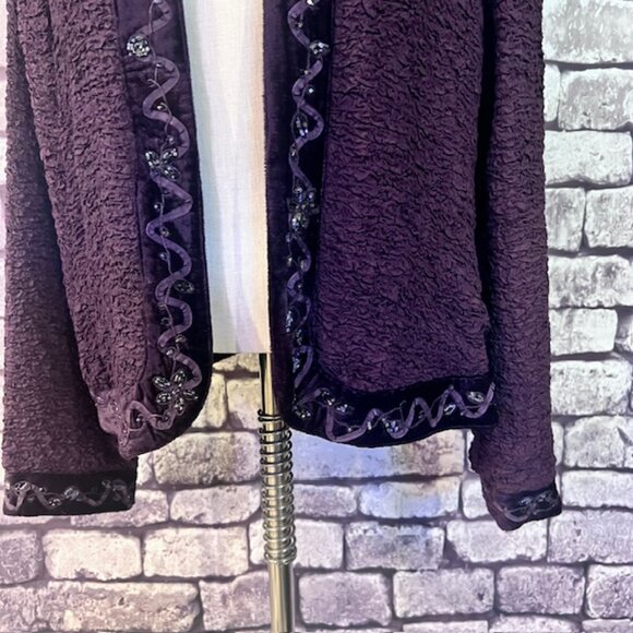 Chico's Purple Long Sleeve No Close Jacket Size L - Picture 3 of 9